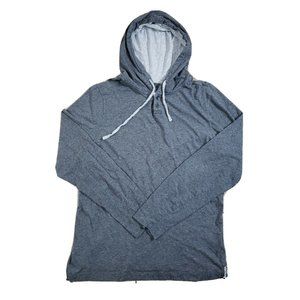 Robert Barakett Hooded Shirt Large Button Top Pull On Long Sleeve Gray